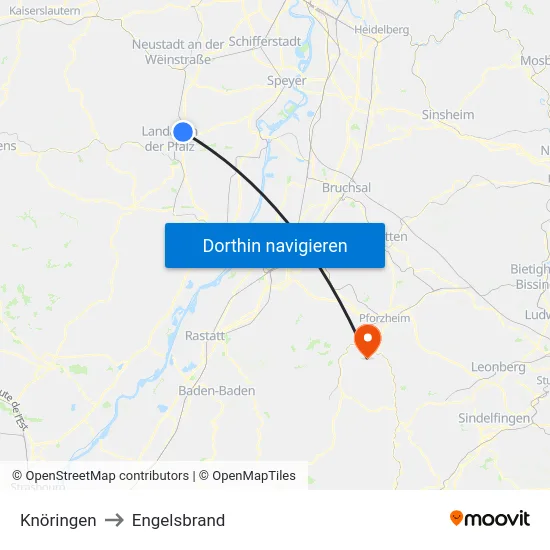 Knöringen to Engelsbrand map