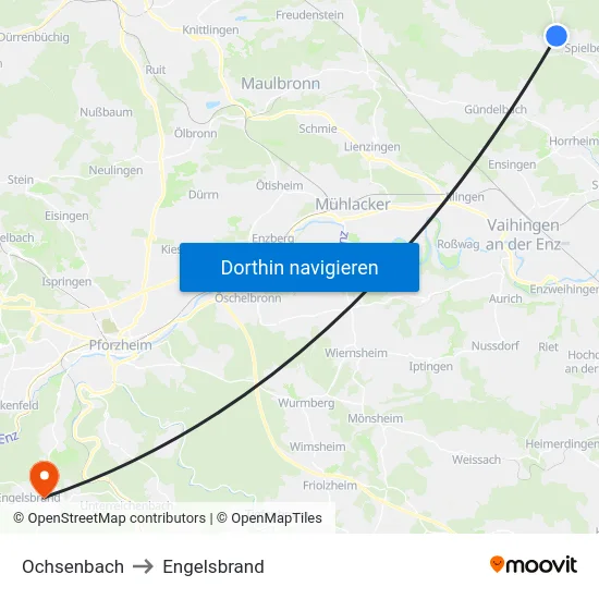 Ochsenbach to Engelsbrand map