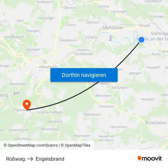 Roßwag to Engelsbrand map