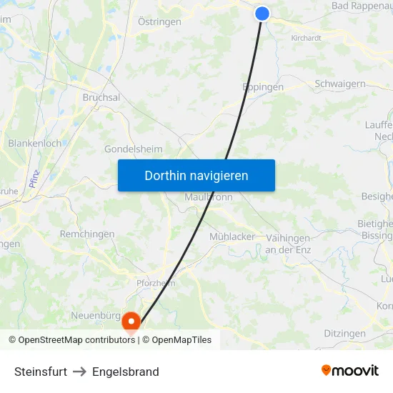 Steinsfurt to Engelsbrand map