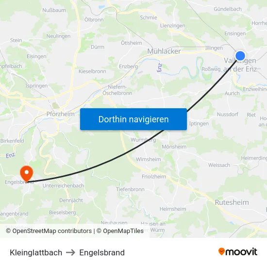 Kleinglattbach to Engelsbrand map