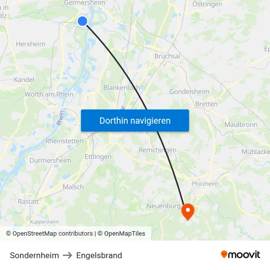 Sondernheim to Engelsbrand map