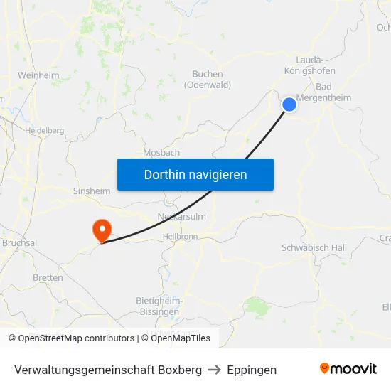Verwaltungsgemeinschaft Boxberg to Eppingen map