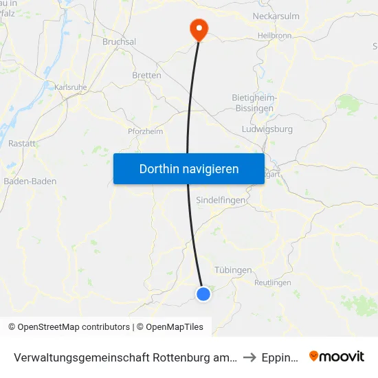 Verwaltungsgemeinschaft Rottenburg am Neckar to Eppingen map