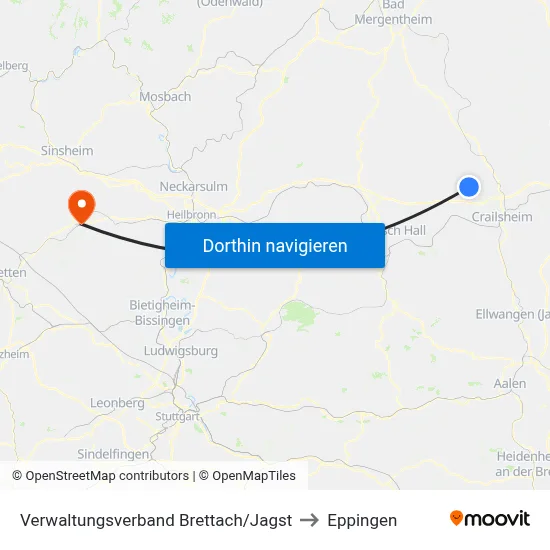 Verwaltungsverband Brettach/Jagst to Eppingen map
