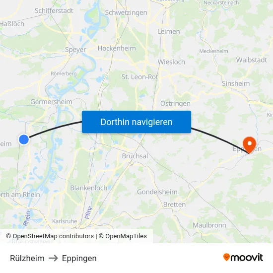 Rülzheim to Eppingen map