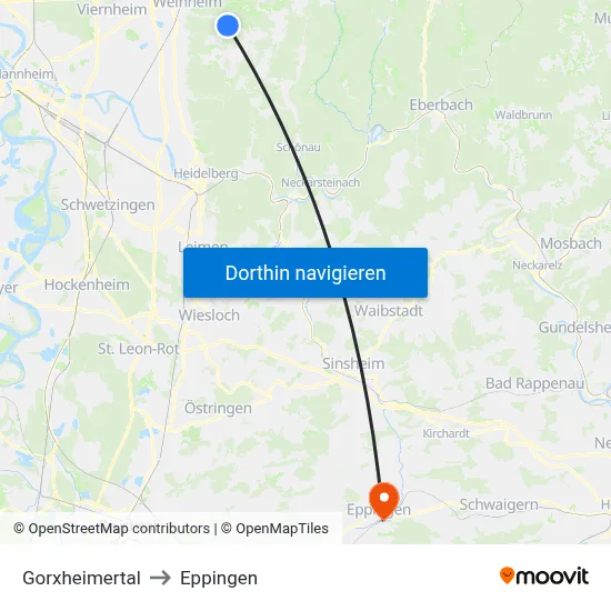 Gorxheimertal to Eppingen map
