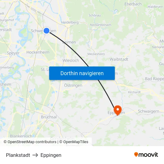 Plankstadt to Eppingen map