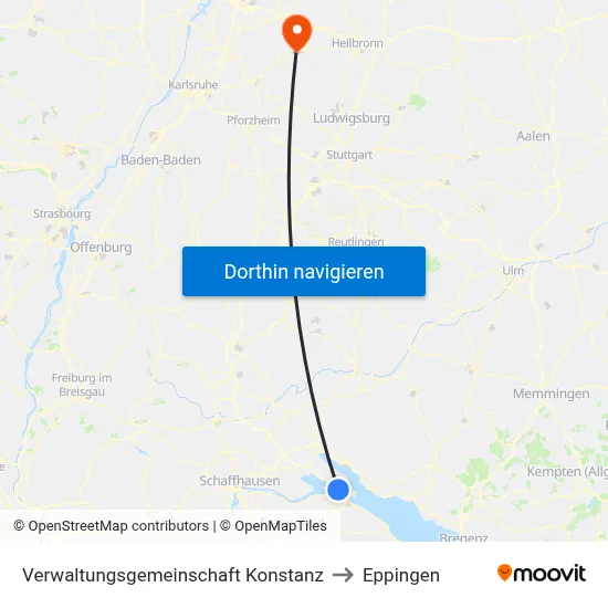 Verwaltungsgemeinschaft Konstanz to Eppingen map