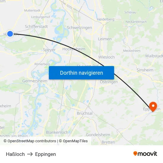 Haßloch to Eppingen map