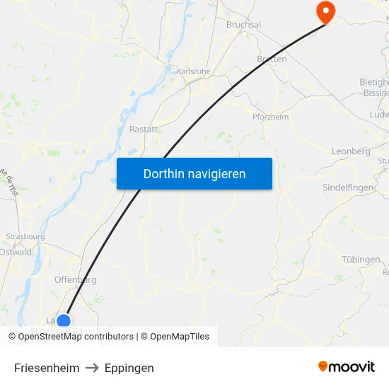 Friesenheim to Eppingen map