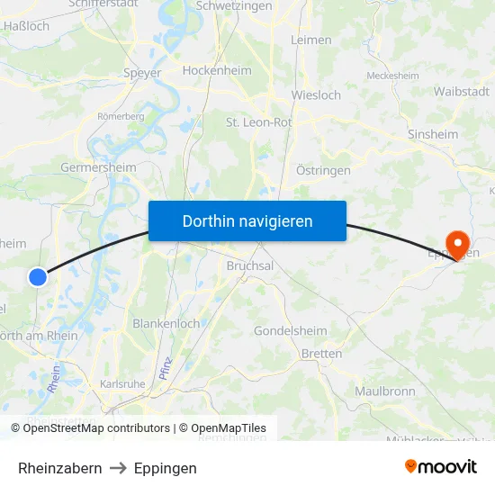 Rheinzabern to Eppingen map