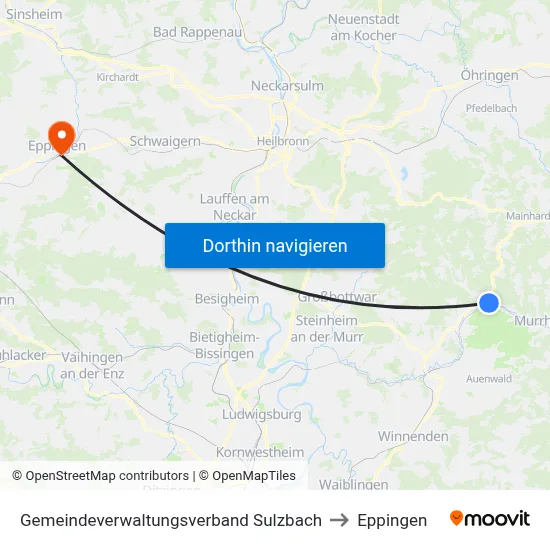 Gemeindeverwaltungsverband Sulzbach to Eppingen map