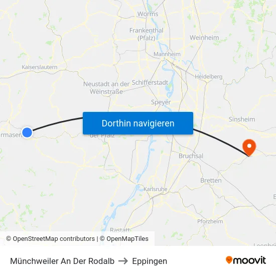 Münchweiler An Der Rodalb to Eppingen map