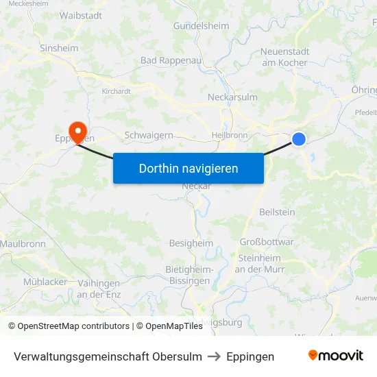 Verwaltungsgemeinschaft Obersulm to Eppingen map