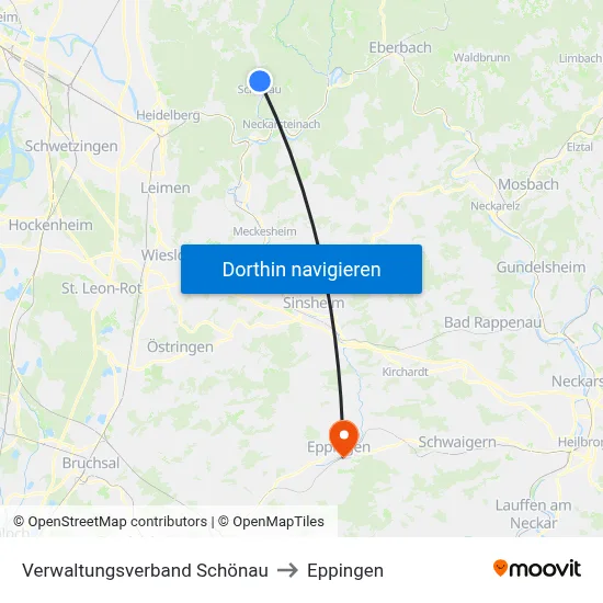 Verwaltungsverband Schönau to Eppingen map