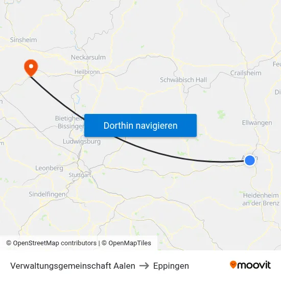 Verwaltungsgemeinschaft Aalen to Eppingen map