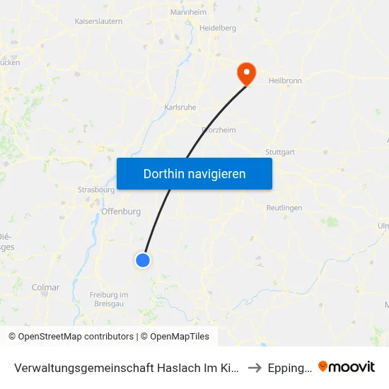 Verwaltungsgemeinschaft Haslach Im Kinzigtal to Eppingen map