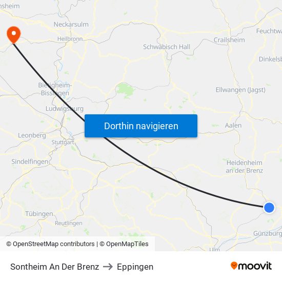 Sontheim An Der Brenz to Eppingen map