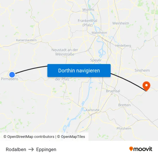 Rodalben to Eppingen map