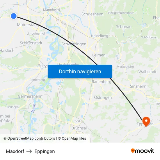 Maxdorf to Eppingen map