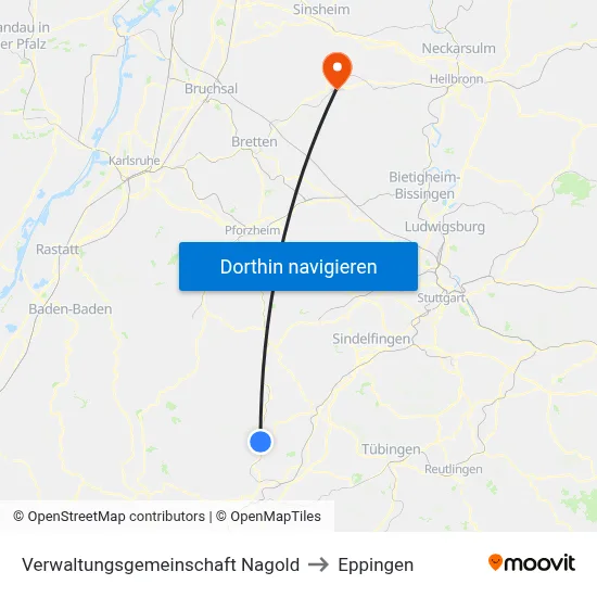 Verwaltungsgemeinschaft Nagold to Eppingen map