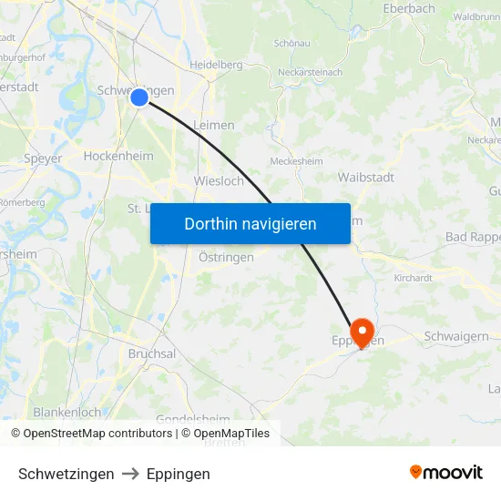 Schwetzingen to Eppingen map