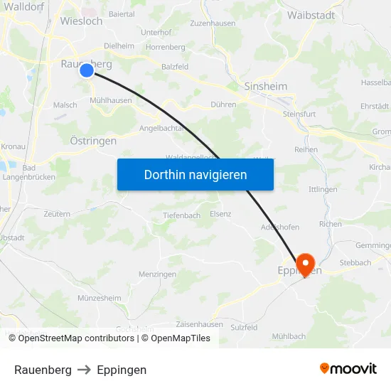 Rauenberg to Eppingen map