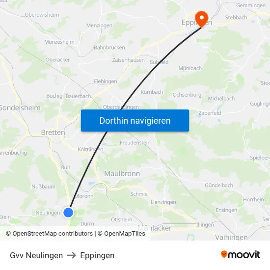 Gvv Neulingen to Eppingen map
