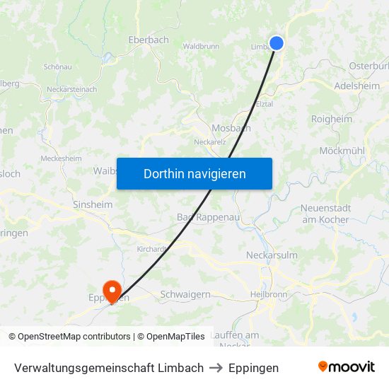 Verwaltungsgemeinschaft Limbach to Eppingen map