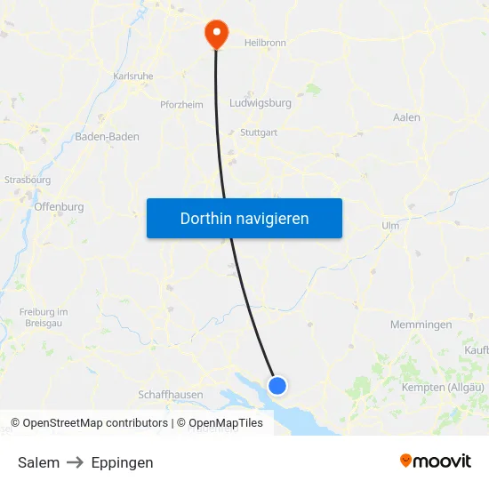Salem to Eppingen map