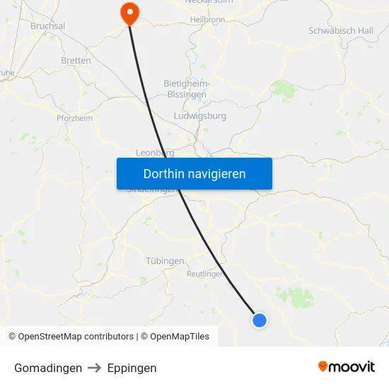 Gomadingen to Eppingen map