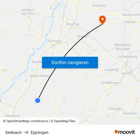 Seebach to Eppingen map