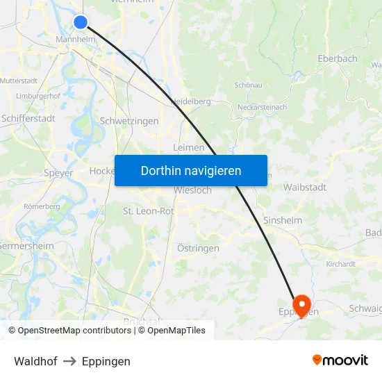 Waldhof to Eppingen map