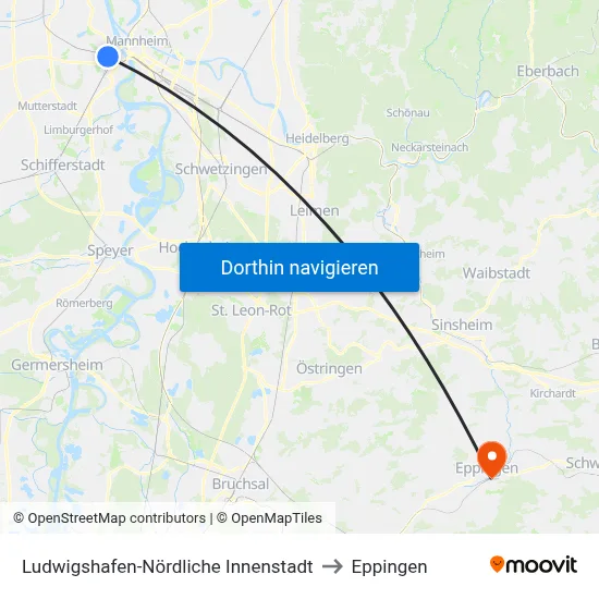 Ludwigshafen-Nördliche Innenstadt to Eppingen map