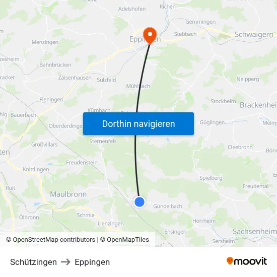 Schützingen to Eppingen map