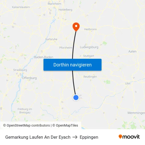 Gemarkung Laufen An Der Eyach to Eppingen map