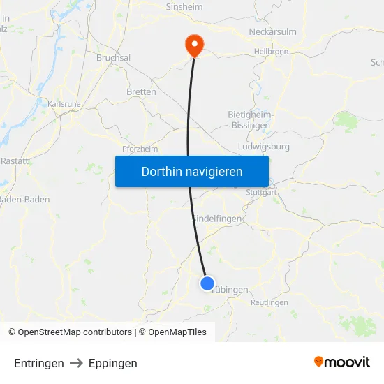 Entringen to Eppingen map
