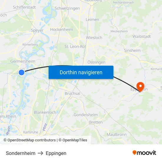 Sondernheim to Eppingen map
