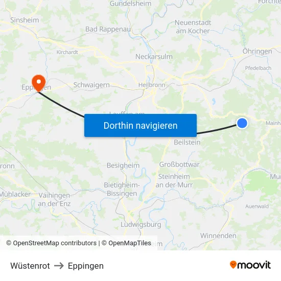 Wüstenrot to Eppingen map