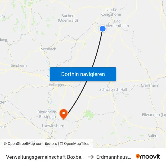 Verwaltungsgemeinschaft Boxberg to Erdmannhausen map