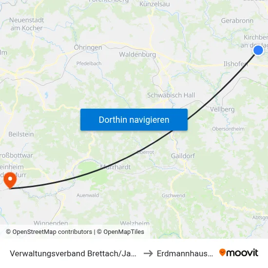 Verwaltungsverband Brettach/Jagst to Erdmannhausen map