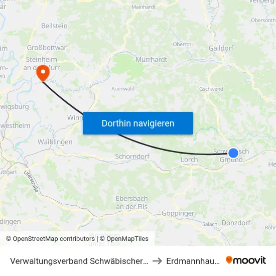 Verwaltungsverband Schwäbischer Wald to Erdmannhausen map