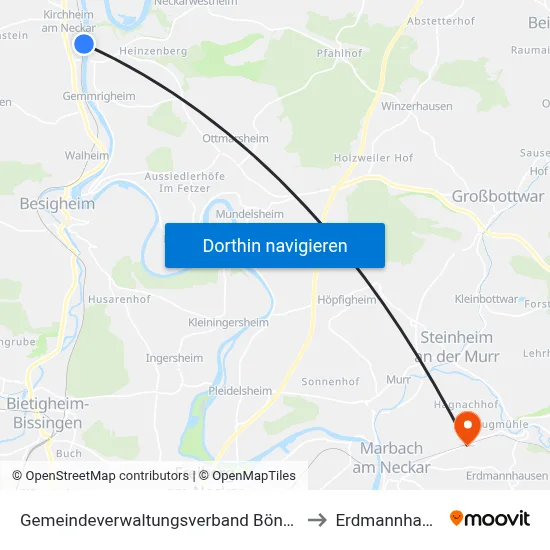 Gemeindeverwaltungsverband Bönnigheim to Erdmannhausen map