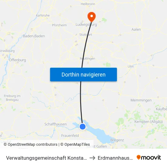 Verwaltungsgemeinschaft Konstanz to Erdmannhausen map