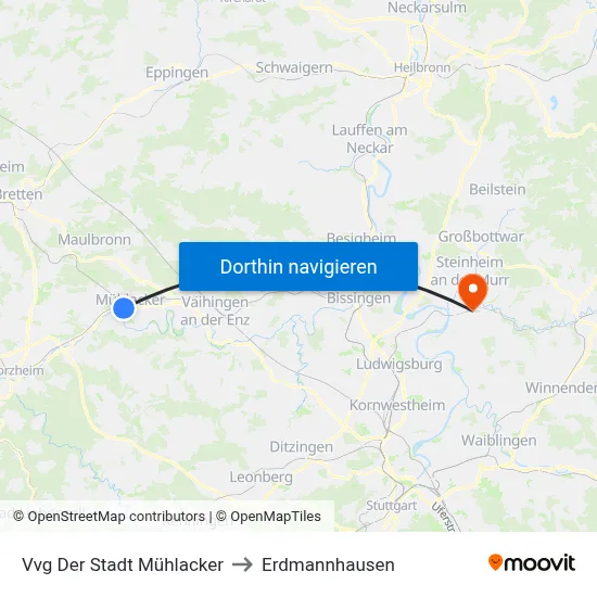 Vvg Der Stadt Mühlacker to Erdmannhausen map