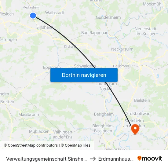 Verwaltungsgemeinschaft Sinsheim to Erdmannhausen map