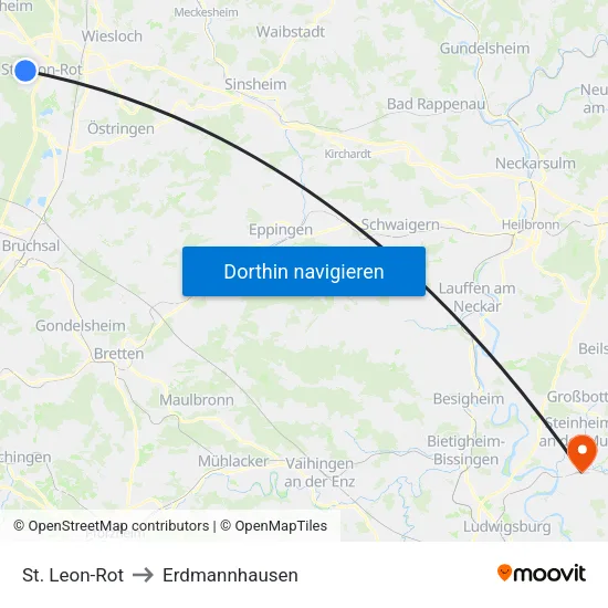 St. Leon-Rot to Erdmannhausen map