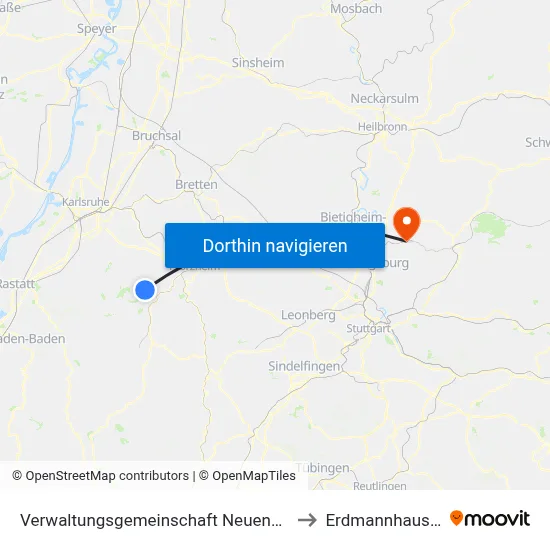 Verwaltungsgemeinschaft Neuenbürg to Erdmannhausen map