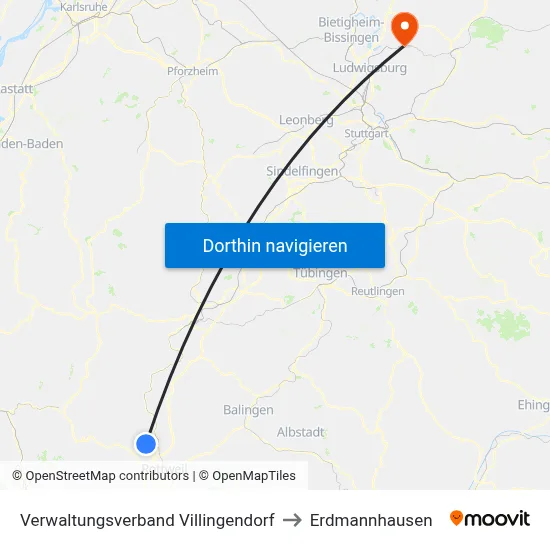 Verwaltungsverband Villingendorf to Erdmannhausen map